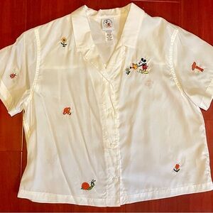 Disney Women’s Button Down Shirt with Embroidered Characters